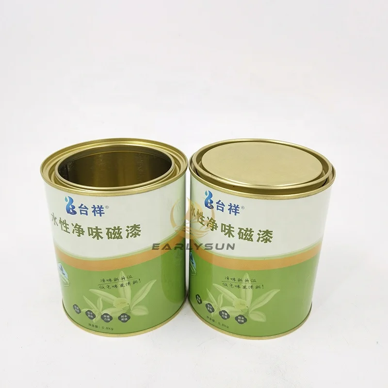 Custom 1 Liter Metal Round Tin Can For Water Based Paint With Lids Empty Paint Buckets
