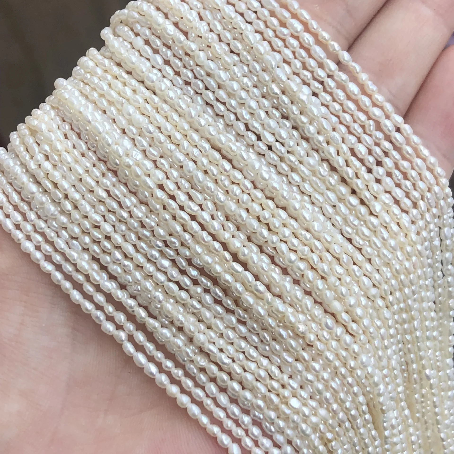 Small White Freshwater Rice Shape Loose Pearls Beads Strand 2-3mm