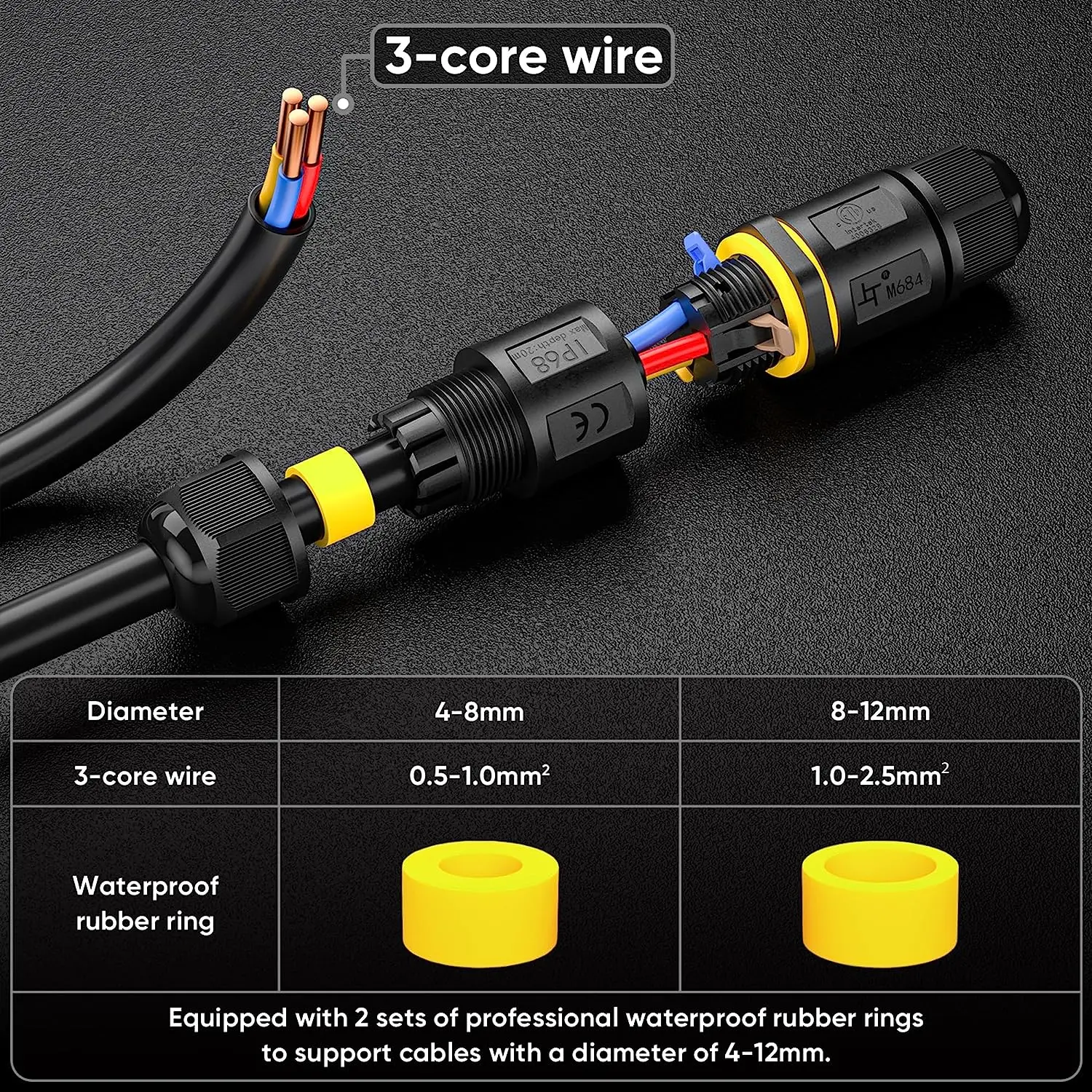Greenway 3pin  IP68 waterproof connector for outdoor waterproof connector