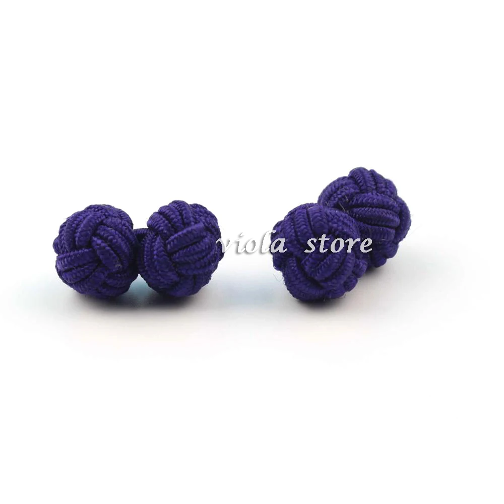 Solid Colorful Stretch Rope Silk Knot Cufflinks Hand-Woven Simple Navy Pink Cuffs Men Bar Party Club Daily Sleeve Accessory Gift