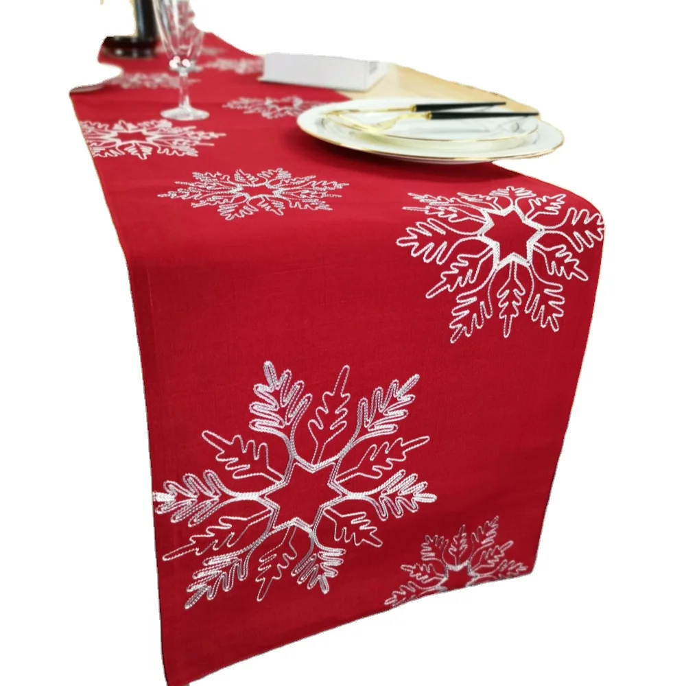 
Stunning Hot Sale High Quality Wholesale Custom Christmas Embroidered Table Runner 