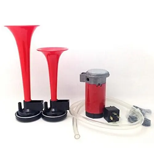 110db Polished Red Dual Trumpet Air Horn Compressor Relay Kit