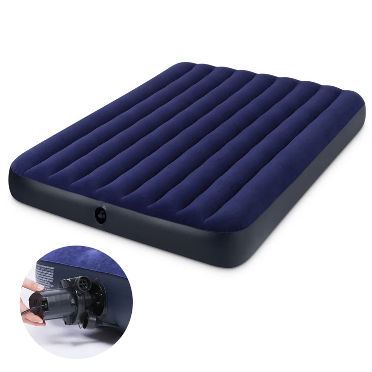 INTEX 64759 Queen Size PVC Inflatable Mattress Bed for Adults Foldable Night Bed for Home Hotel Camping Trips mat