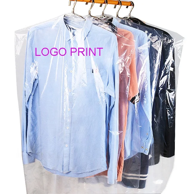 cheap custom logo print pvc dress clothing dust cover bags clear suit bag waterproof PE plastic garment cover for clothes