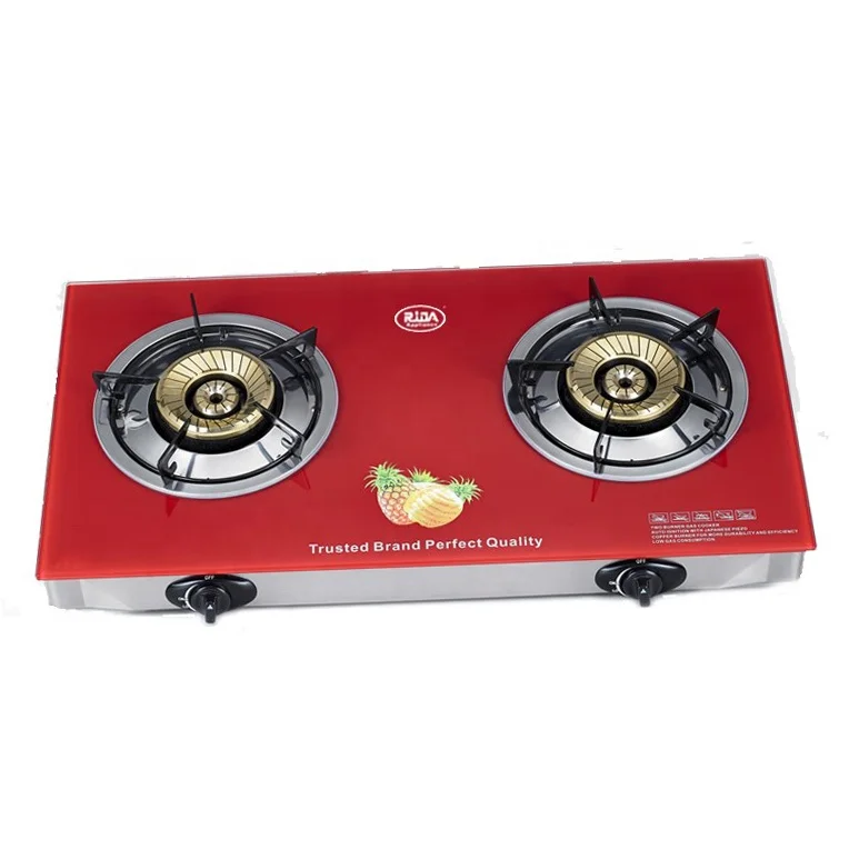Pineapple Pattern That Kitchen People Like Very Much red Glass Gas Stove