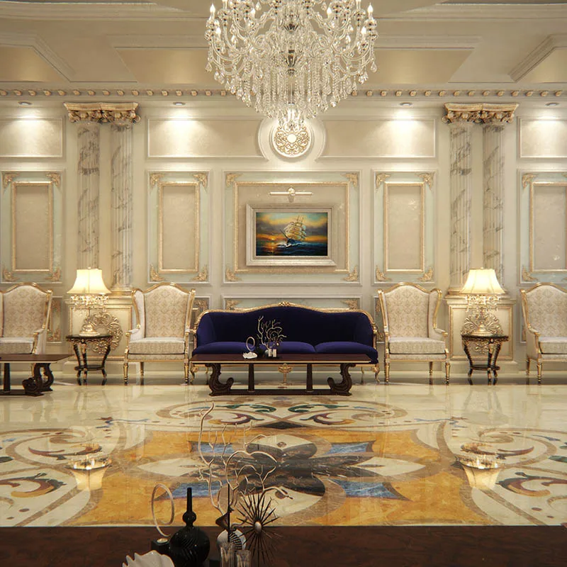 Luxury Rectangle Flower Waterjet Marble Designs Floor Medallion Pattern Tiles for Villa Lobby Hotel Projects