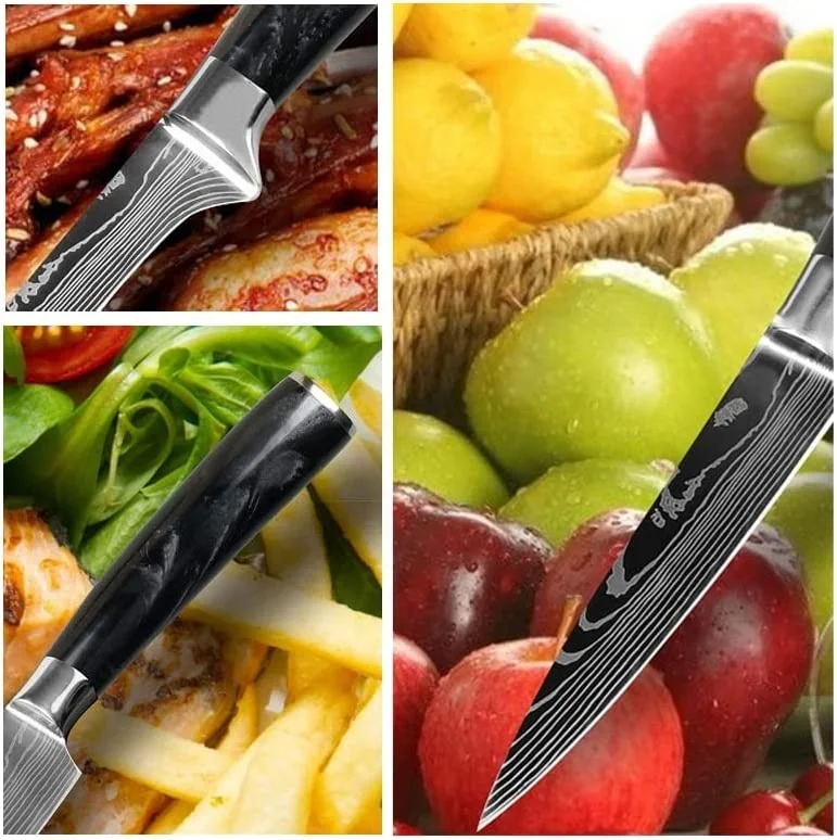 10 Pieces Black Resina Handle Kitchen Chef Slicing Knives Stainless Steel Kitchen Knife Set With Home and Kitchen 2023