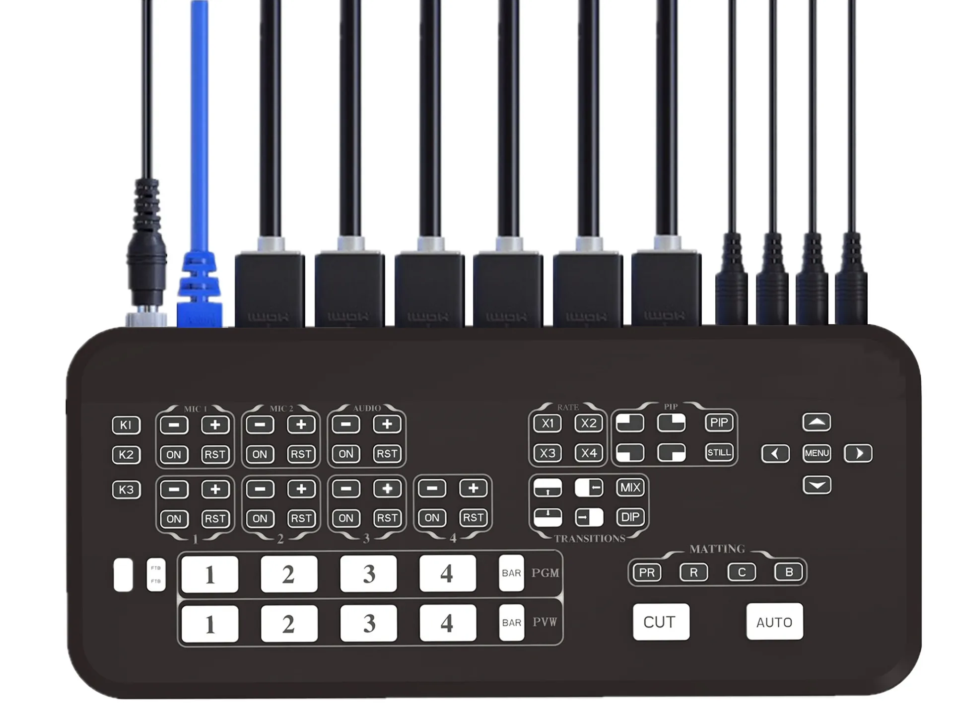 Mixer Mini Multi-Format Video Mixer Switcher 4 HDMI Inputs with USB 3.0  Live Streaming Video Switcher
