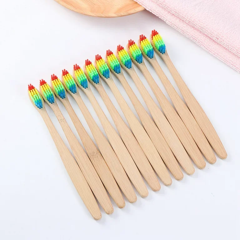120 Pcs Bamboo Toothbrushes Bulk Soft Bristle Toothbrush Wooden Disposable Travel Individually Wrapped Toothbrush