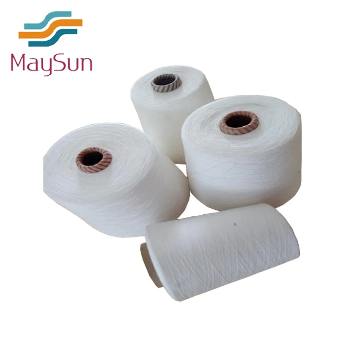 High tenacity raw white 50/3 Spun Polyester Yarn dope dyed bright white Microfiber yarn
