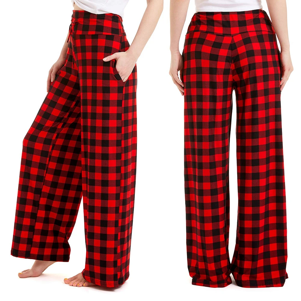 Whole ladies fashionable printed high waist PJs sweat palazzo pants women sleeping leggings pants
