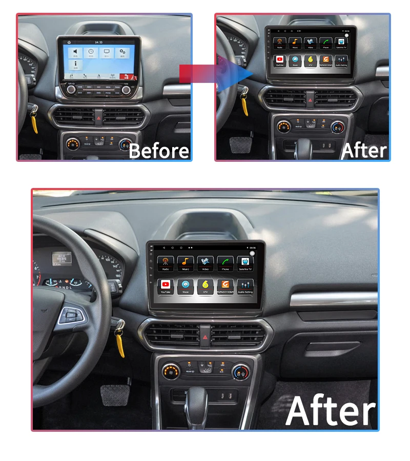 Bosstar Wholesale Price Android Car Radio Car GPS Navigation Multimedia Player Stereo For Ford  ECOSPORT 2018