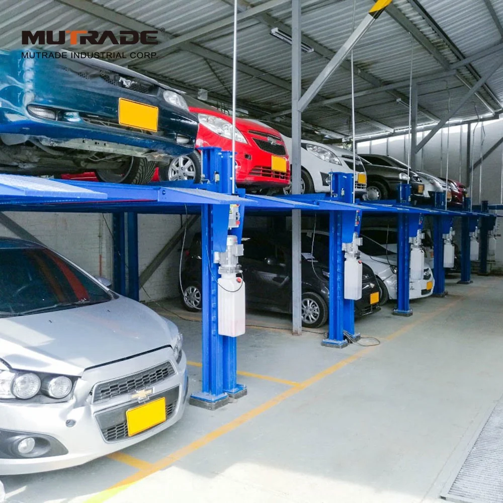 Four Column Hydraulic 4 Post Bridge car lift ramps  vertical smart parking lift car stacker