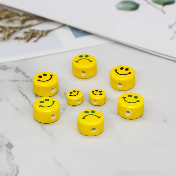 2021 New Porcelain Smiling Face Letter Beads Enamel Smiley Face Beads Ceramic Alphabet Smiley Face Beads