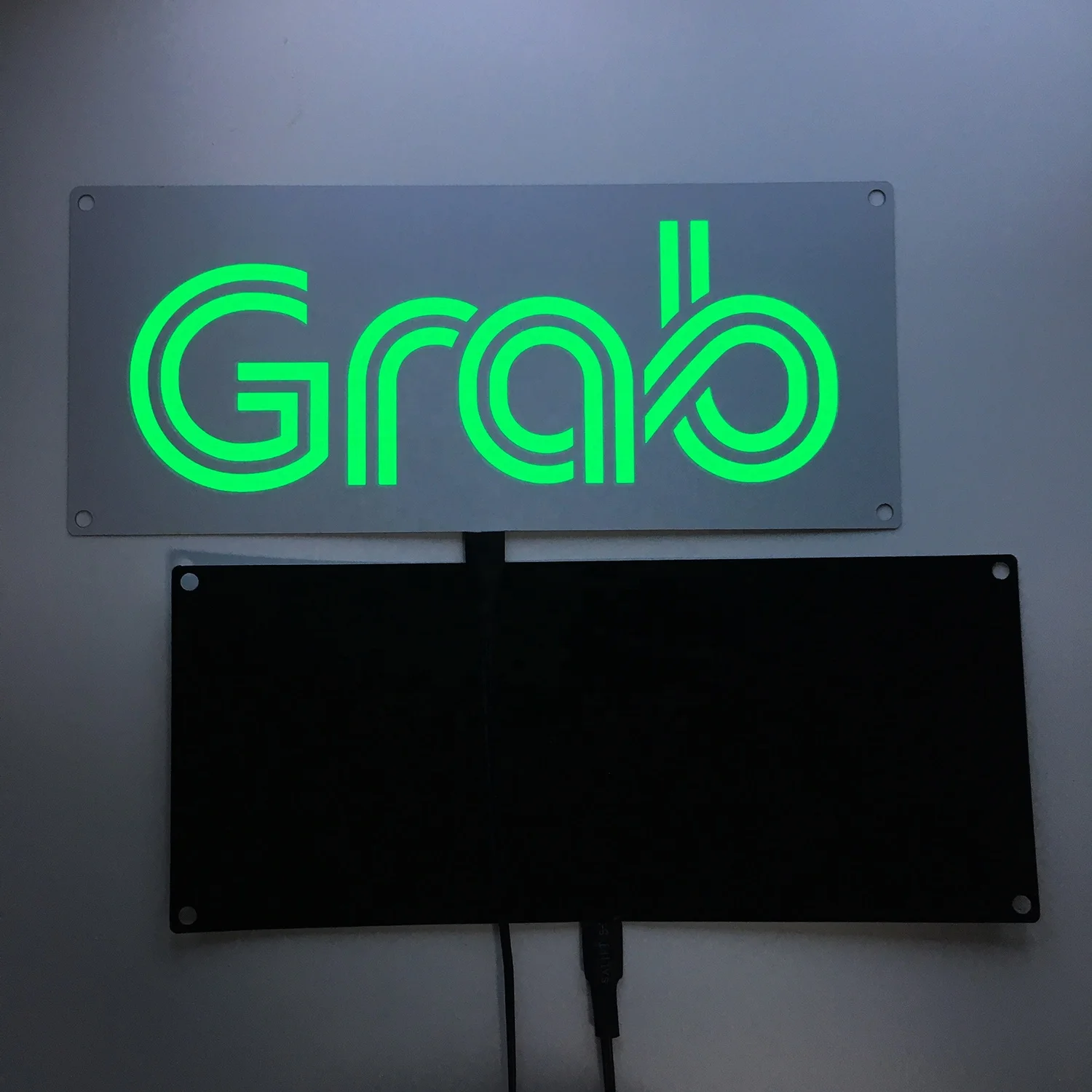 Grab Sign Glow LED Light Logo Decal Stickers with 4  Suction Cup removable for Rideshare