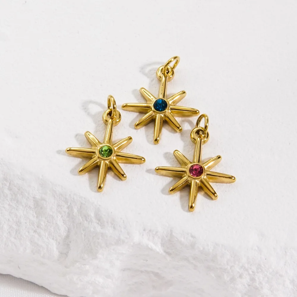 Stainless Steel Hexagram Star Charm Pendant Crystal Cubic Zirconia Star Diamond Charms For Jewelry Making