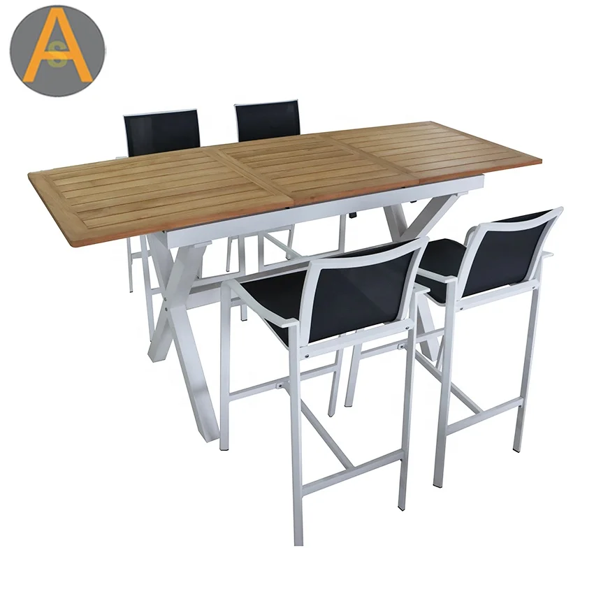 Counter Height Extension outdoor counter stool weather resistant aluminum patio bar pub table set