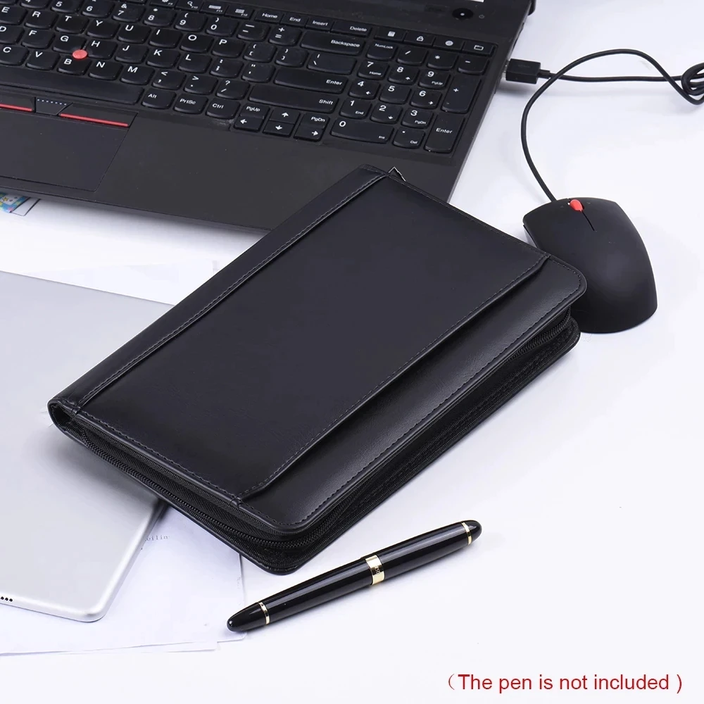 
Customize Synthetic Leather Executive Portfolio A4 Document Folder Binder With Card Holder and Pen Loop 