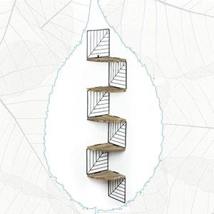 5 Tier Rustic Wood Wall Mount Corner Shelf with Floating Shelves Wall Shelves for Living Room furniture