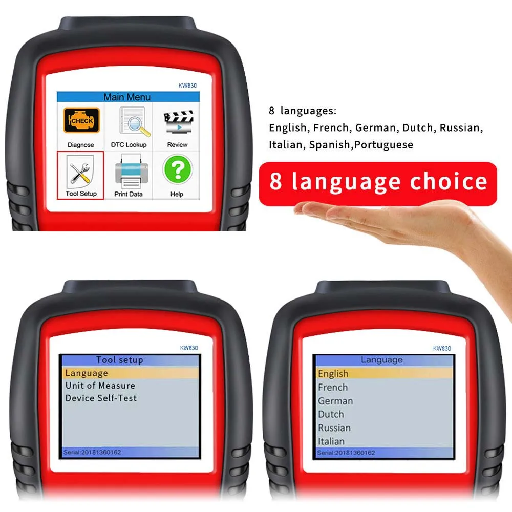 Car Scanner KW830 ODB II Universal Diagnostic Tool Check EOBD Error OBD2 Code Reader Diesel Battery Teste OBD Auto Engine Fault