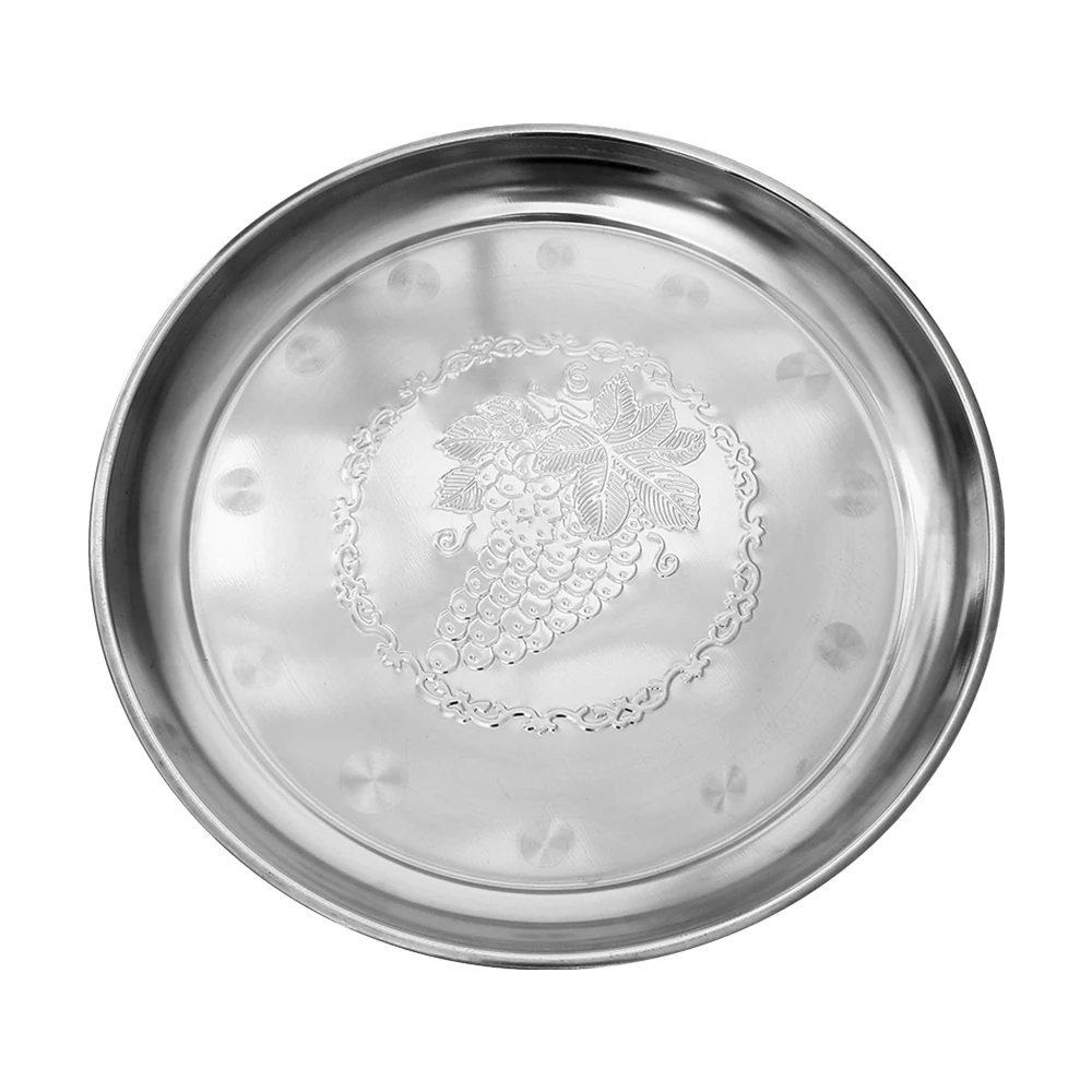 Good quality wholesales stock round grape pattern stainless steel kitchen press mesh plate tray for promotion