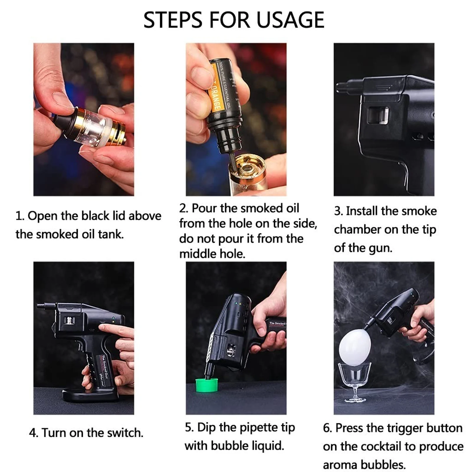 Bartender Blaster Bubble Smoke Gun Coil Pod Flavor Blaster Circuit Board Aroma Cocktail Flavour Blaster Kit Pro 2 Black