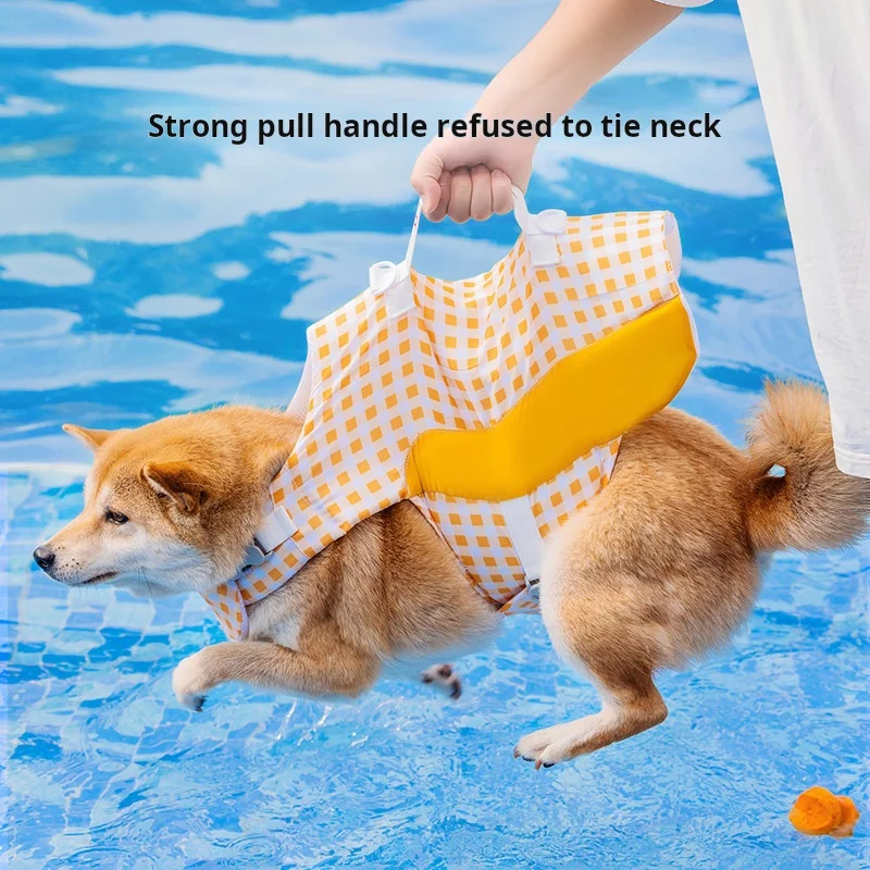 Fast Shipping Wholesale Manufacturer Waterproof Adjustable Swimming Pool Dog Life Jacket Yellow Luxury Pet Saving Jacket