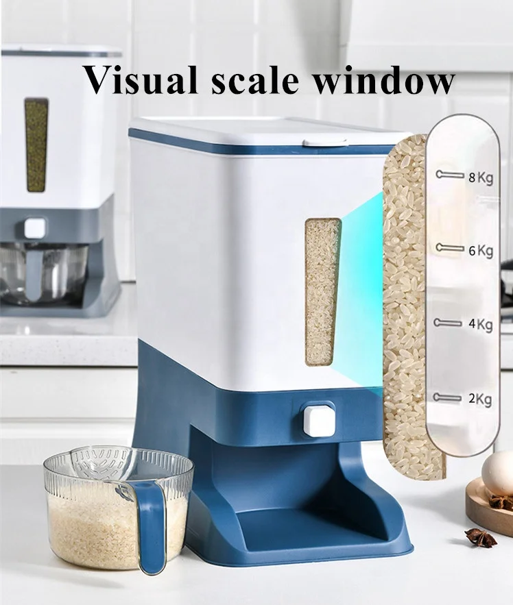 Factory  hot selling household plastic rice bucket insect and moisture proof sealed food storage grain press metering box