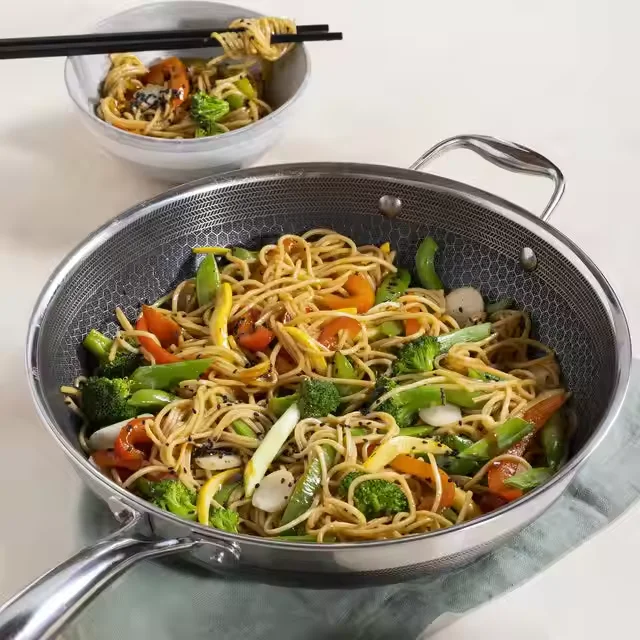 Non-stick iron wok pot 34cm pot chinese wok fry pan carbon steel wok pan