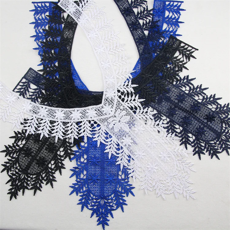 Water Soluble Colorful Polyester Garment Sewing Patch Hollowed Out False Applique Guipure Neck Lace Trimming Collar Embroidery
