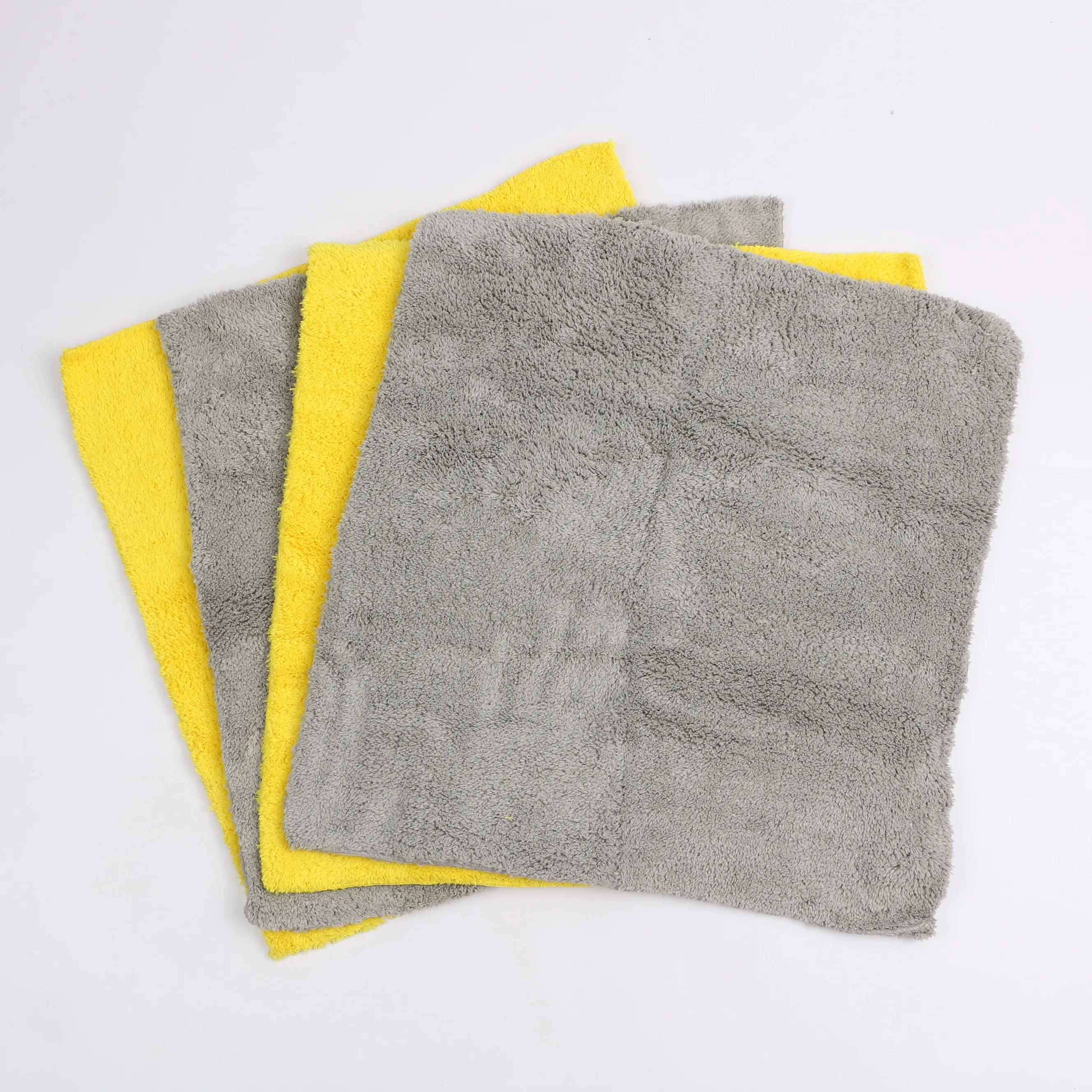 
Laser cutting edges less double layer long plush coral fleece microfiber car drying towel 