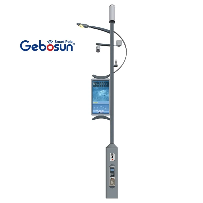 gebosun factory price all in one type street light smart city pole with camera wifi weather station charging station smart pole