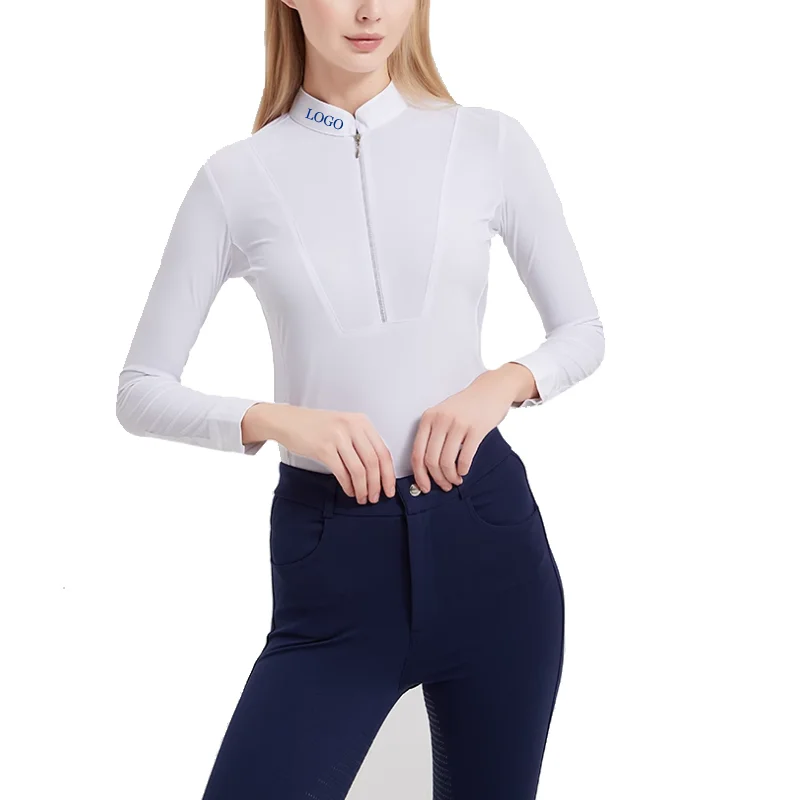 Sweat Absorption Women 1/4 Zip Base Layer rider apparel equestrian sport tops horse riding competition shirts