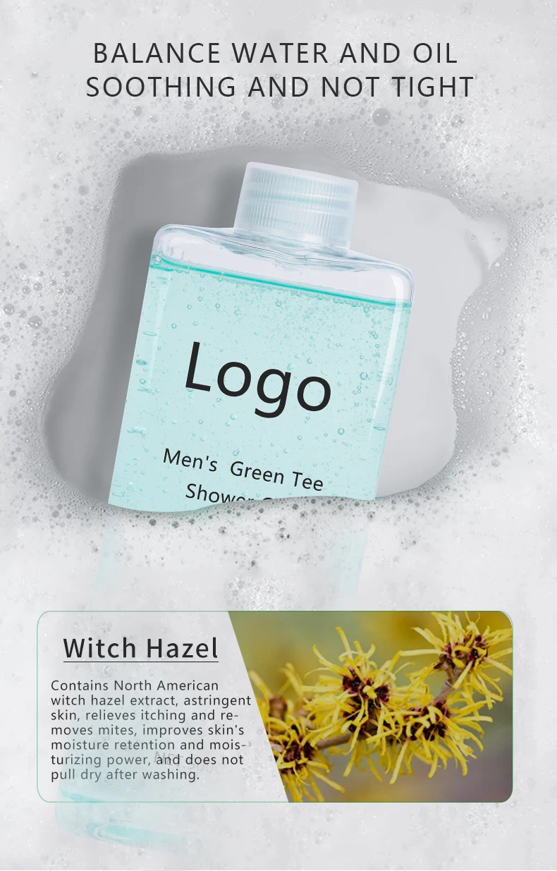 
OEM factory private label mens body green tea natural organic shower gel 