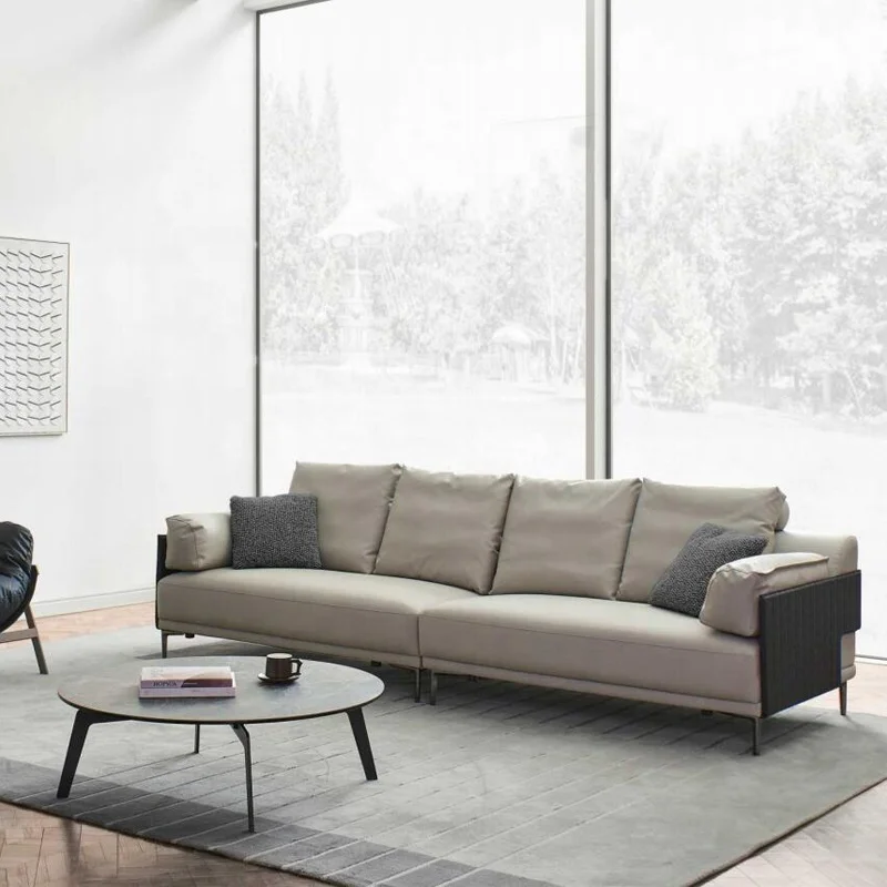 Italy modern simple fashion living room furniture three feather sofa combination leather sofa