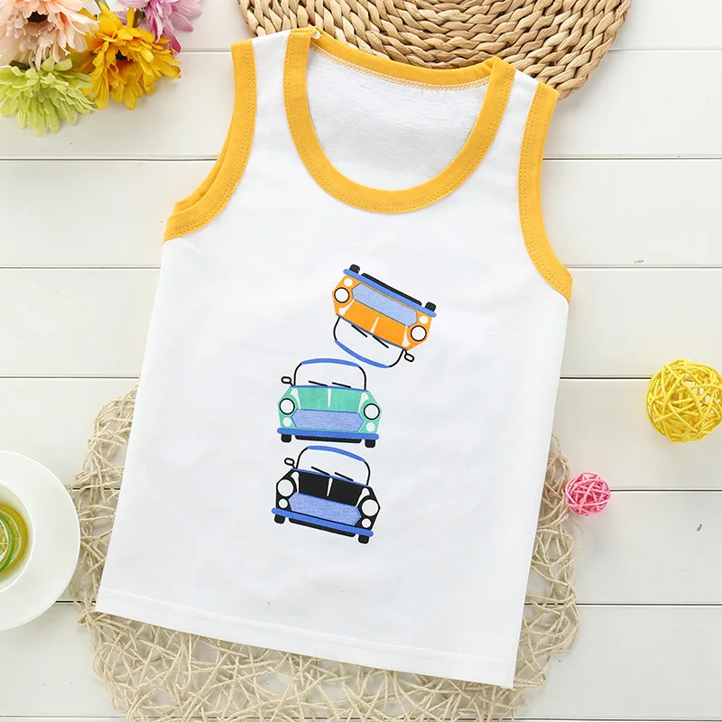 2023 Kids Summer Vest 1 - 6 Years Baby Boys Clothes Sleeveless Top Shirt Kids Girls 100% Cotton Toddler Boys Vests And Waistcoat