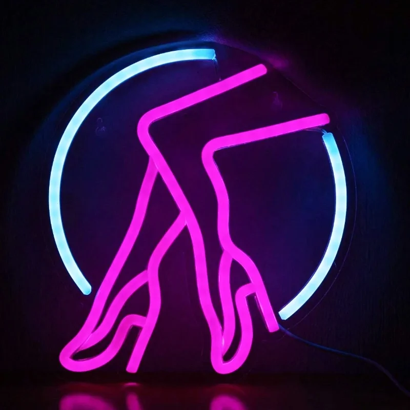Pink Color Lady Legs with High-Heeled Shoes Flex LED Neon Sign