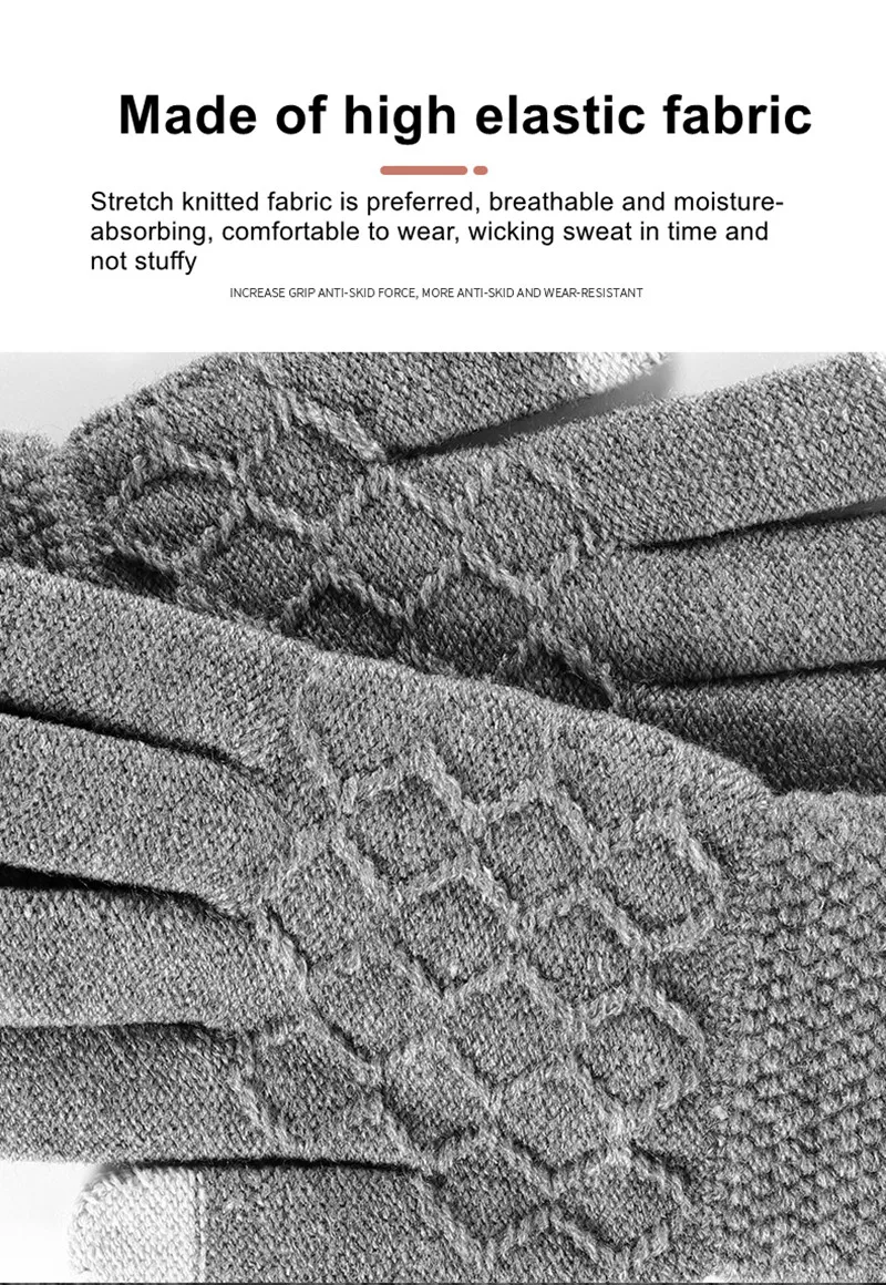 Custom Logo Winter Knitted Work Gloves Winter Bike Gloves Touch Screen Gloves for Smartphone