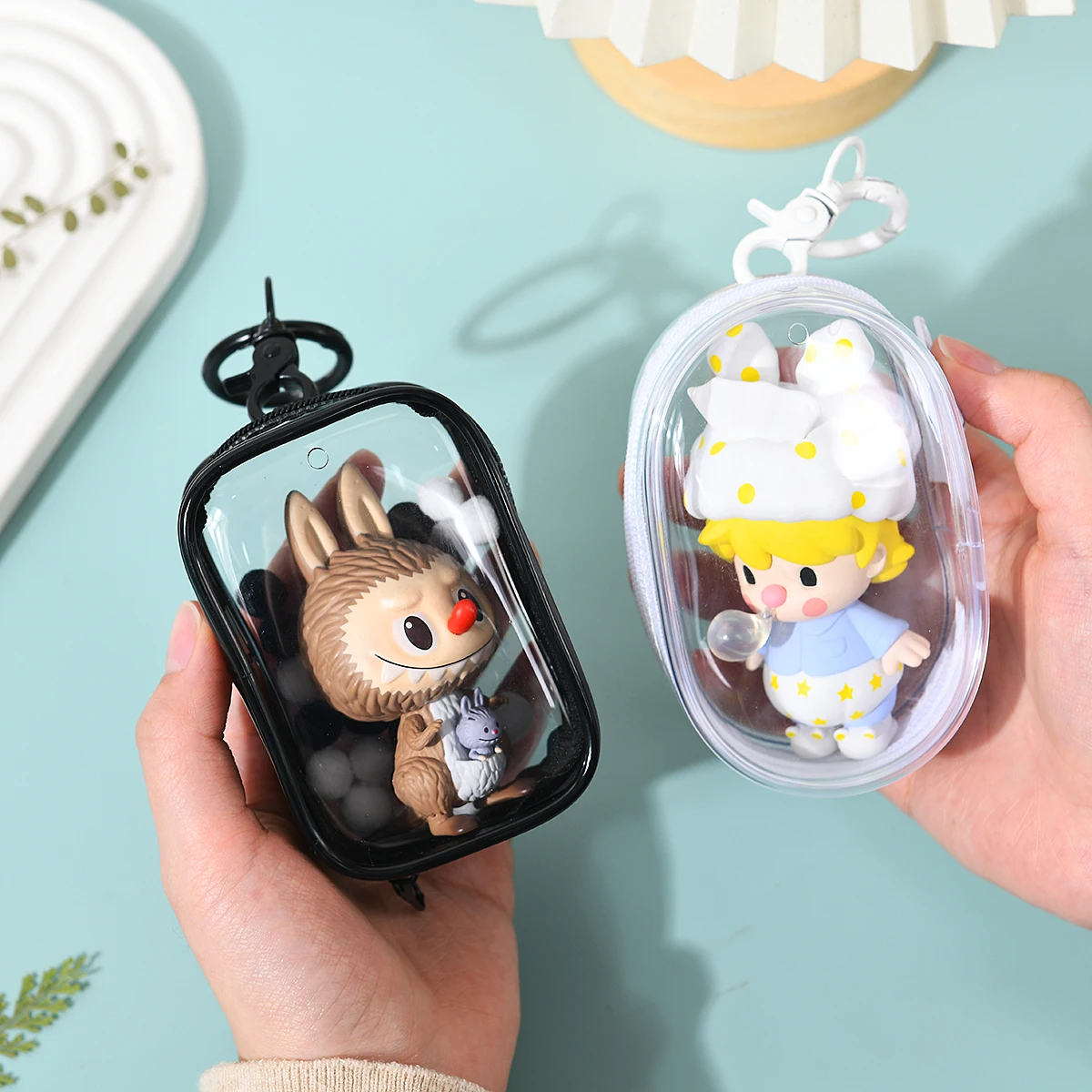 Transparent PVC Doll Display Storage Bag for Mobile Phone Chargers and Headphones Makeup Bag Figure
