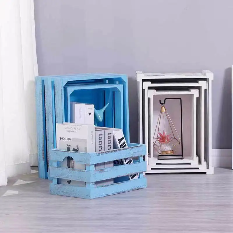 Rustic White Washed Wood Mail Box Storage Holder File Organizer Tabletop Wooden Basket Letter Script Design Envelope Folder