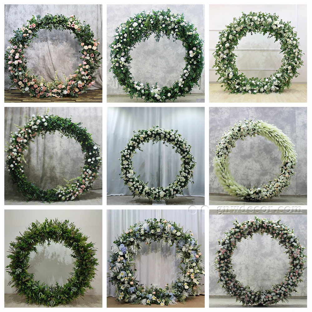 Decorative Flower Supplies Round Arch Stage Floral Frame Garden Backdrop Ceiling Wedding Entrance Moon Gate