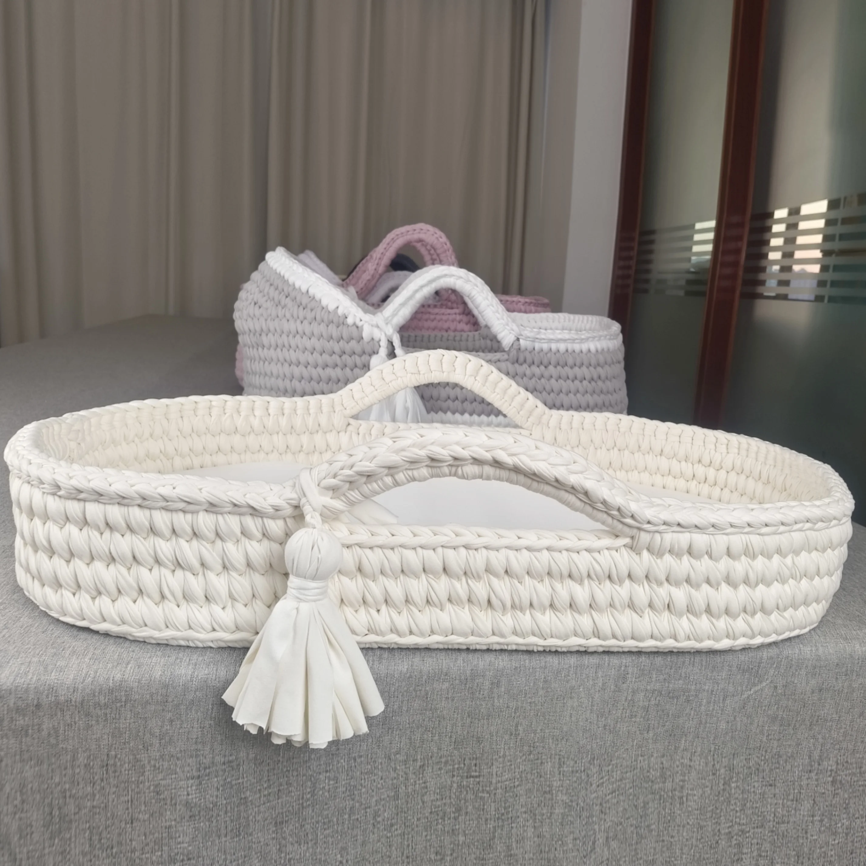 Basket Diaper Handmade 100% Cotton Rope Woven Baby Changing Basket Baby Basket Bed