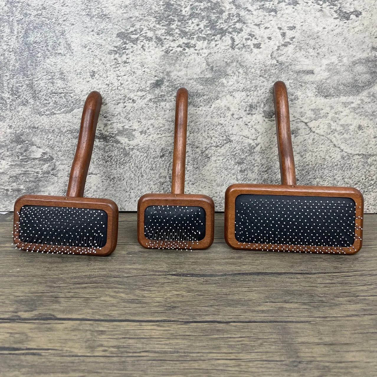 Customization Small Pet Grooming Brush Wood Comb with Adhesive Bead Air Cushion Natural PD Grooming Tools Wooden Hair Comb