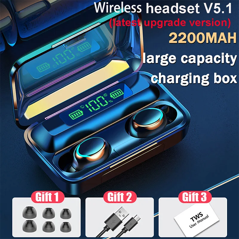 F9-5 F9-5C F9 LED Digital Power Display Stereo Waterproof Earphones TWS Bluetooth Wireless Earbuds With 2000mAh Charging Case