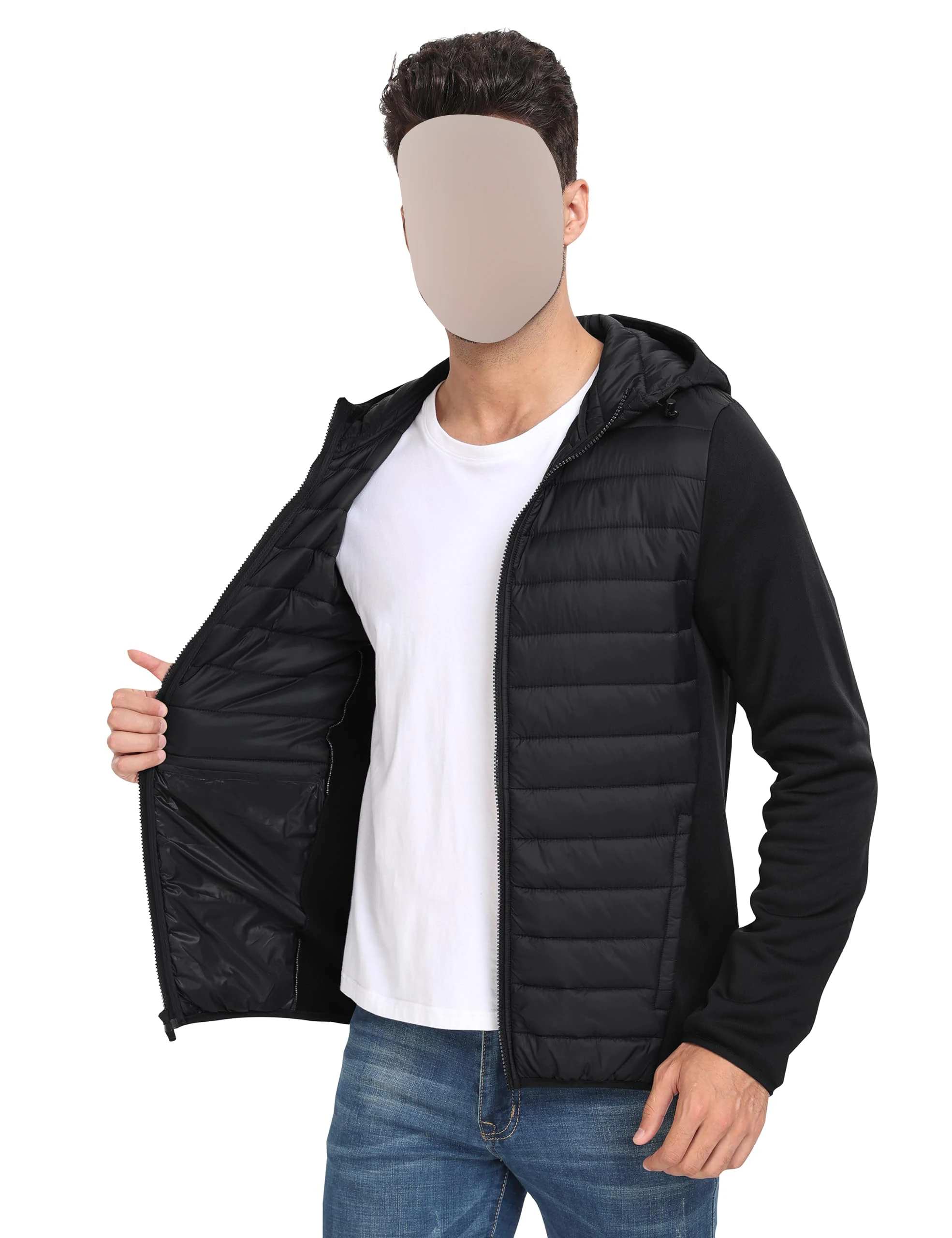 Custom Outdoor Hiking Casual Mens Golf Hybrid Jacket Waterproof Fleece Full Zip Lightweight Jackets Coats With Hood