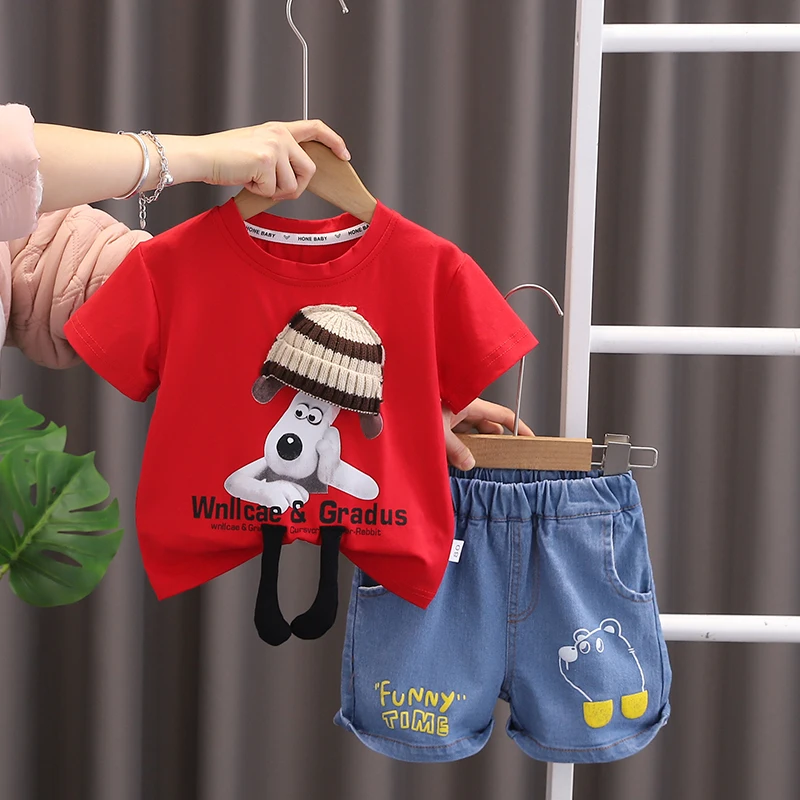 2024 New Summer Baby Clothes for 3 Years  Kids ODM Supply Cheap Cartoon Character Outfit Shorts and jeans boys Shorts Sets