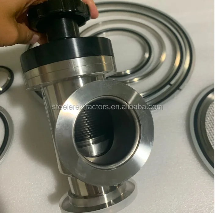 Stainless Steel KF vacuum flapper valve Circular cylinder Angle valve
