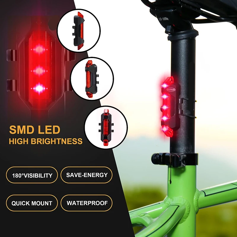 Bike Tail Light Ultra Bright Bicycle Lamps Bicycle Safety Warning Rear Light Rechargeable LED Bike Rear Light Cycling Accessory