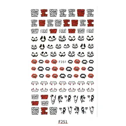 Beauty Halloween Nail Sticker Christmas Nail Art Design Adhesive Tattoo Lips Pumpkin Decals for DIY Nail Tips Decoration Decor
