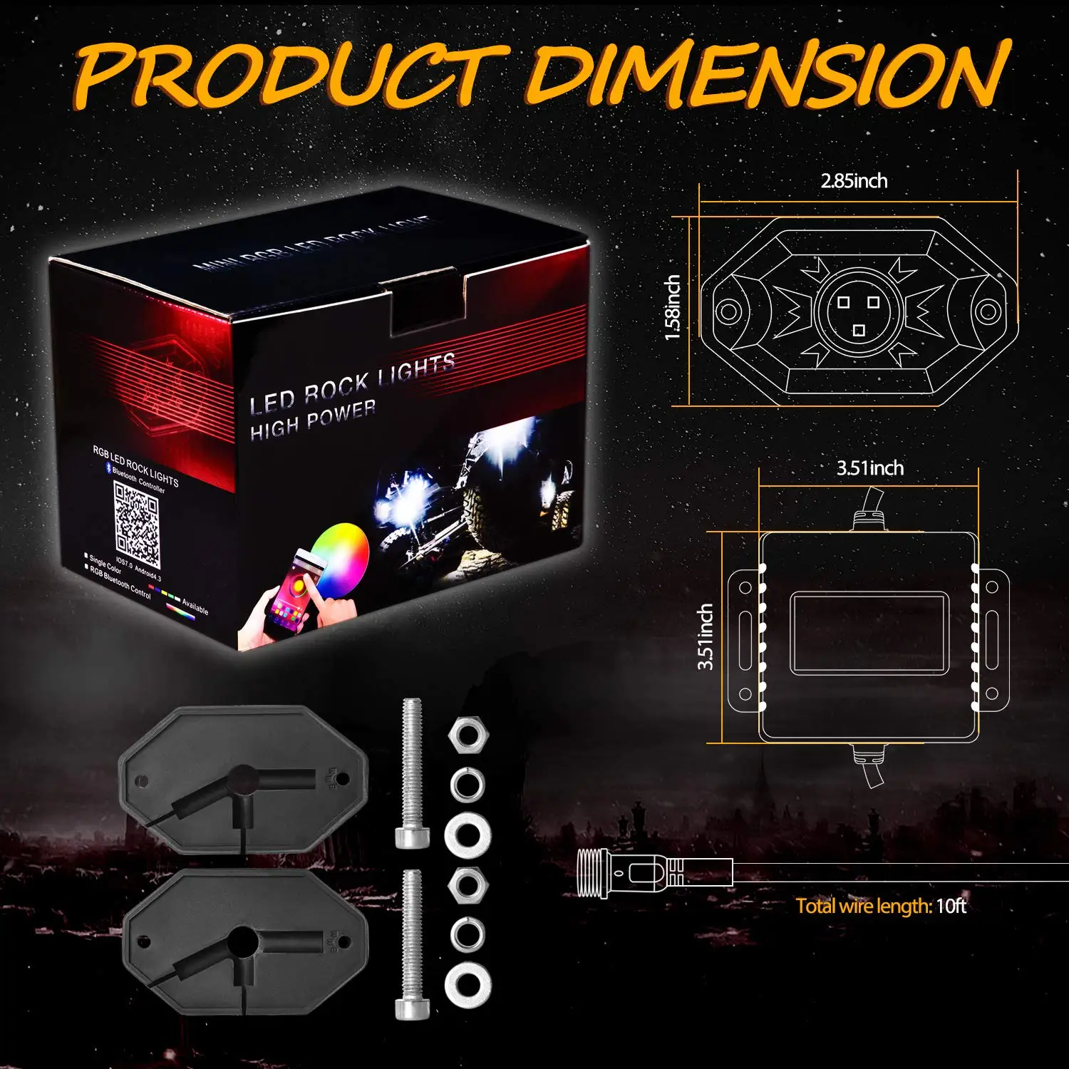 Car Truck 8 Pieces Rock Lights RGBW APP Controller Led RGB Rock Light for Jeep JK RGB Rock Lights